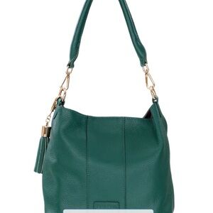 Pom pom london Elegant Green Leather Shoulder Bag